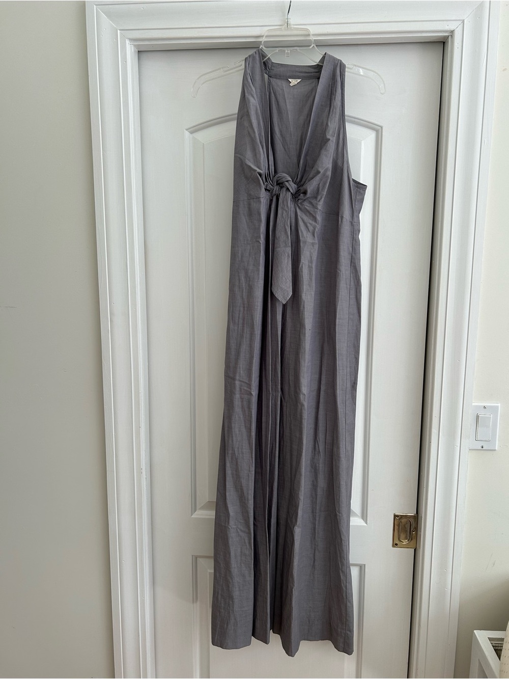 J. Crew Gray Sleeveless Tie-Front Maxi Dress